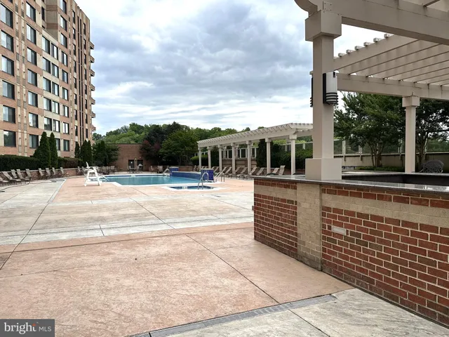 a view of a building with a bench
