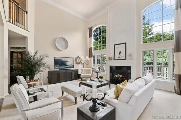 a view of a a dining room with furniture window and outside view