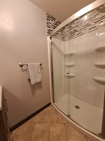 a bathroom with a shower