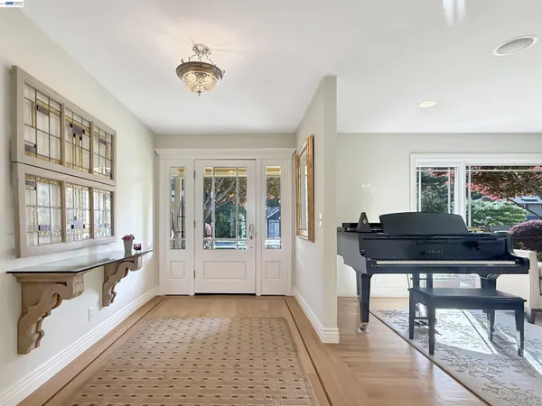 a living room with a couch and a table