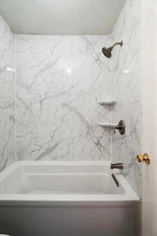 a bathroom with a bathtub