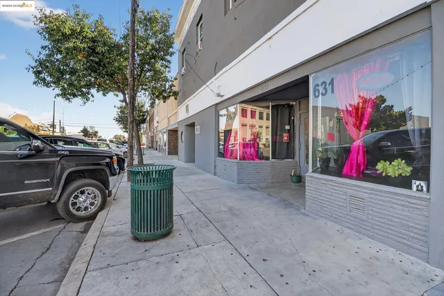 an aerial view of a house with a garden