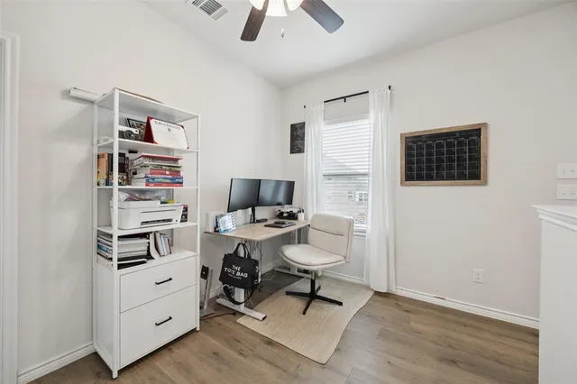 a workspace with furniture