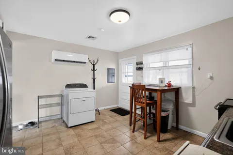 a view of a kitchen and dining room