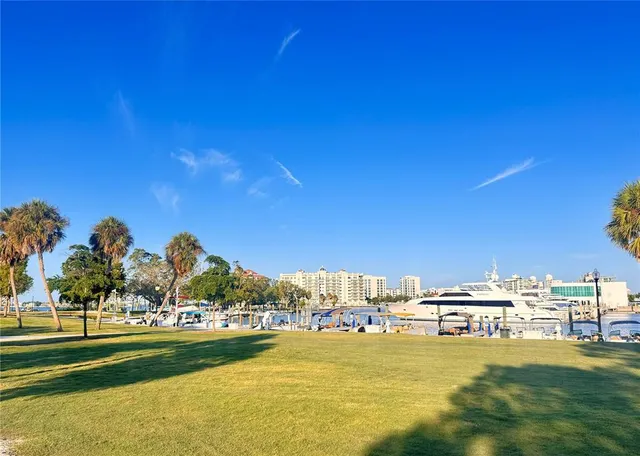 a view of a ocean with tall building
