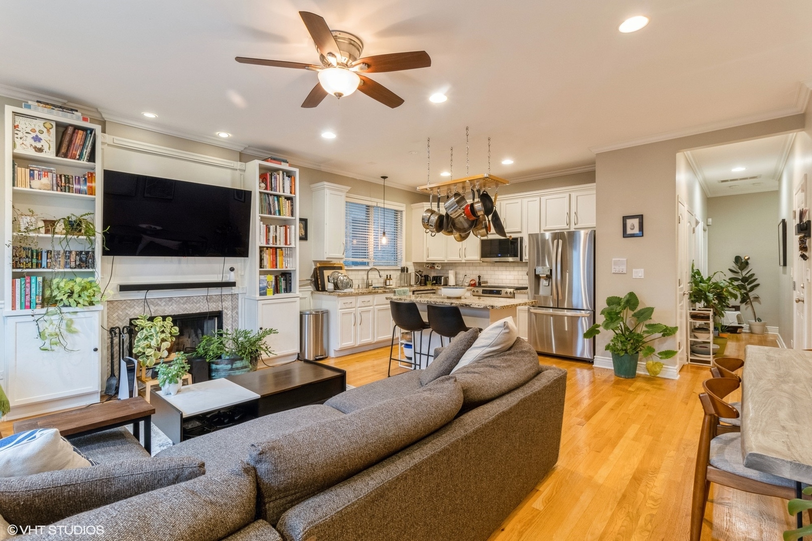 Undisclosed Address Chicago, IL 60647 - Photo 3 of 15 a living room with fireplace furniture and a flat screen tv