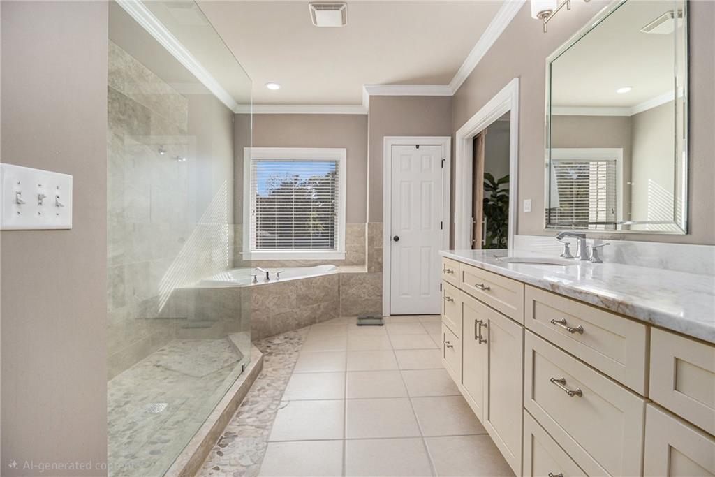3433 Pierce Street Atlanta, GA 30337 - Photo 19 of 42 a bathroom with a granite countertop sink mirror and bathtub