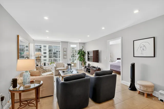 a bedroom with a bed and a closet