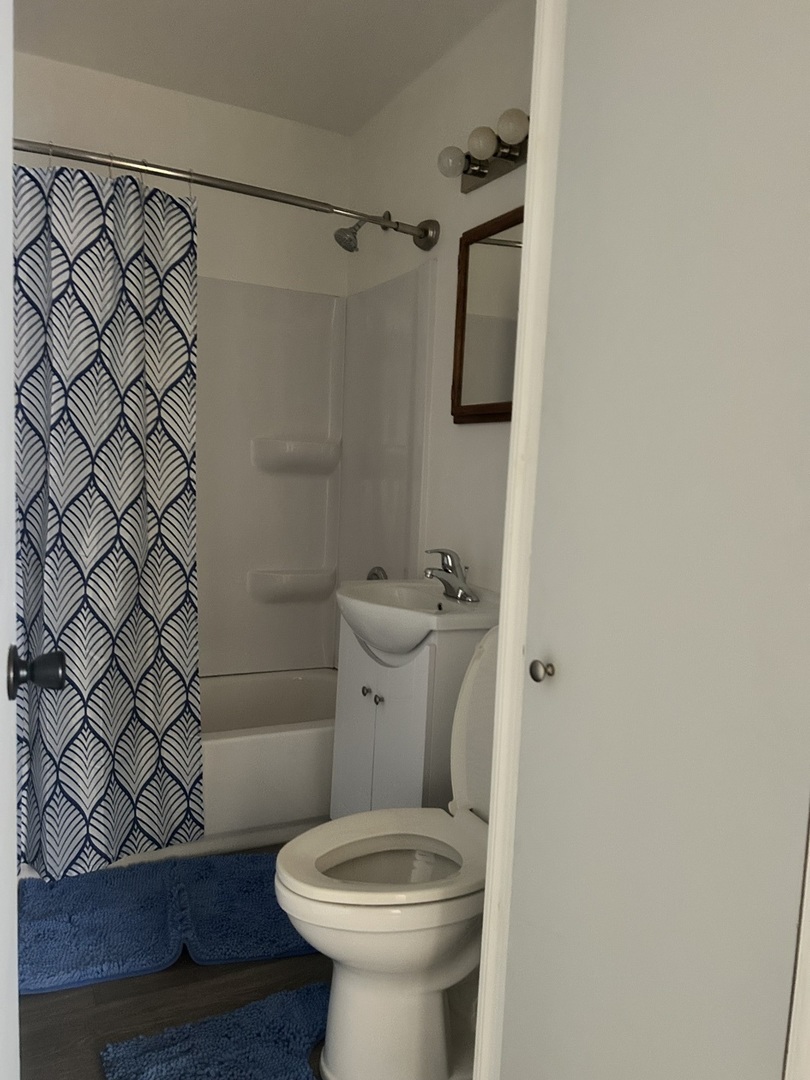 21149 Main Street Matteson, IL 60443 - Photo 9 of 11 a bathroom with a toilet and a shower curtain