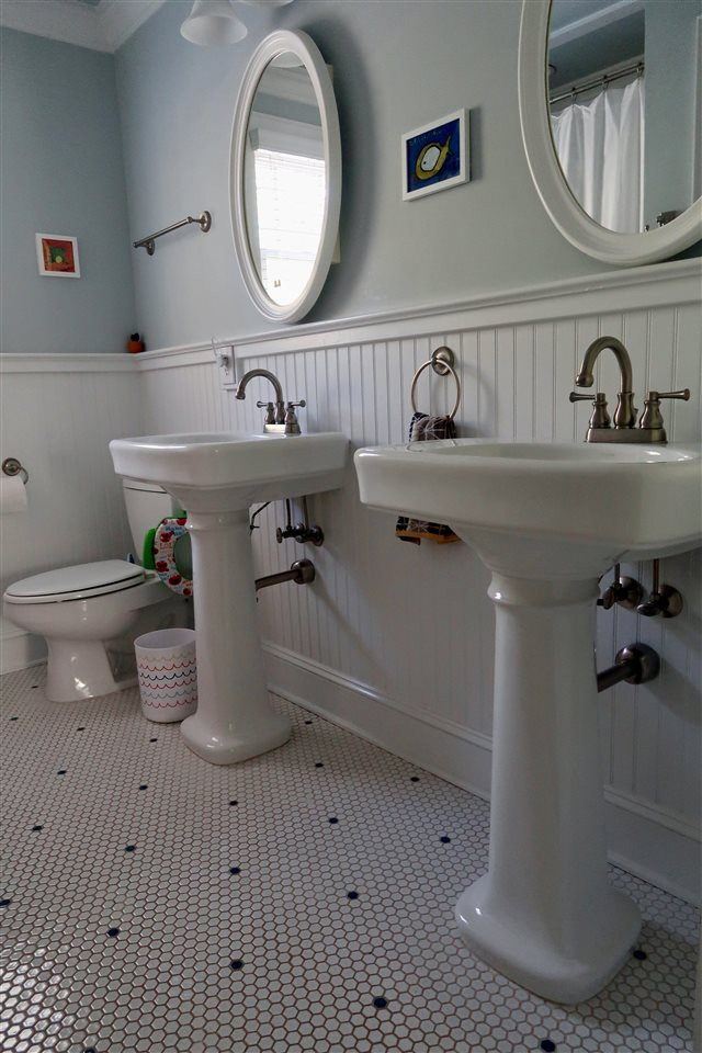 2815 Van Dyke Avenue Raleigh, NC 27607 - Photo 15 of 30 Double pedestal sinks and hex tile design make this an amazing and classic space! Second Full Bathroom