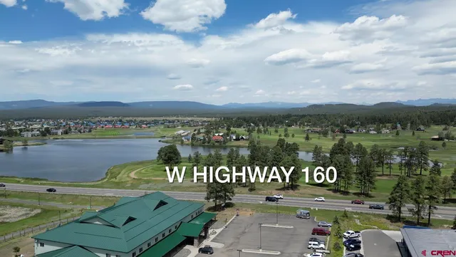 aerial view of a city with lake view
