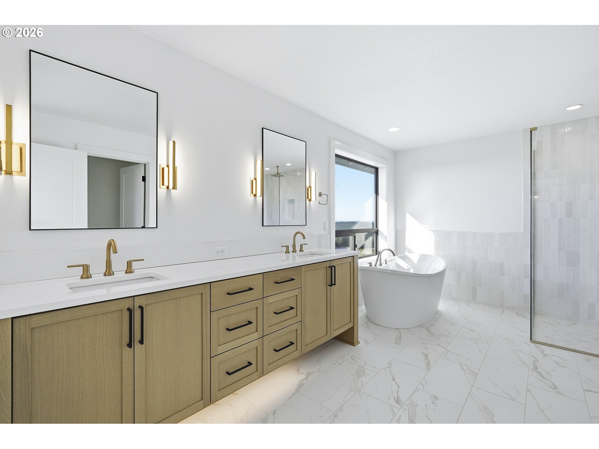 35921 Southwest Bald Peak Road Hillsboro, OR 97123 - Photo 28 of 48 a bathroom with a double vanity sink mirror and bathtub