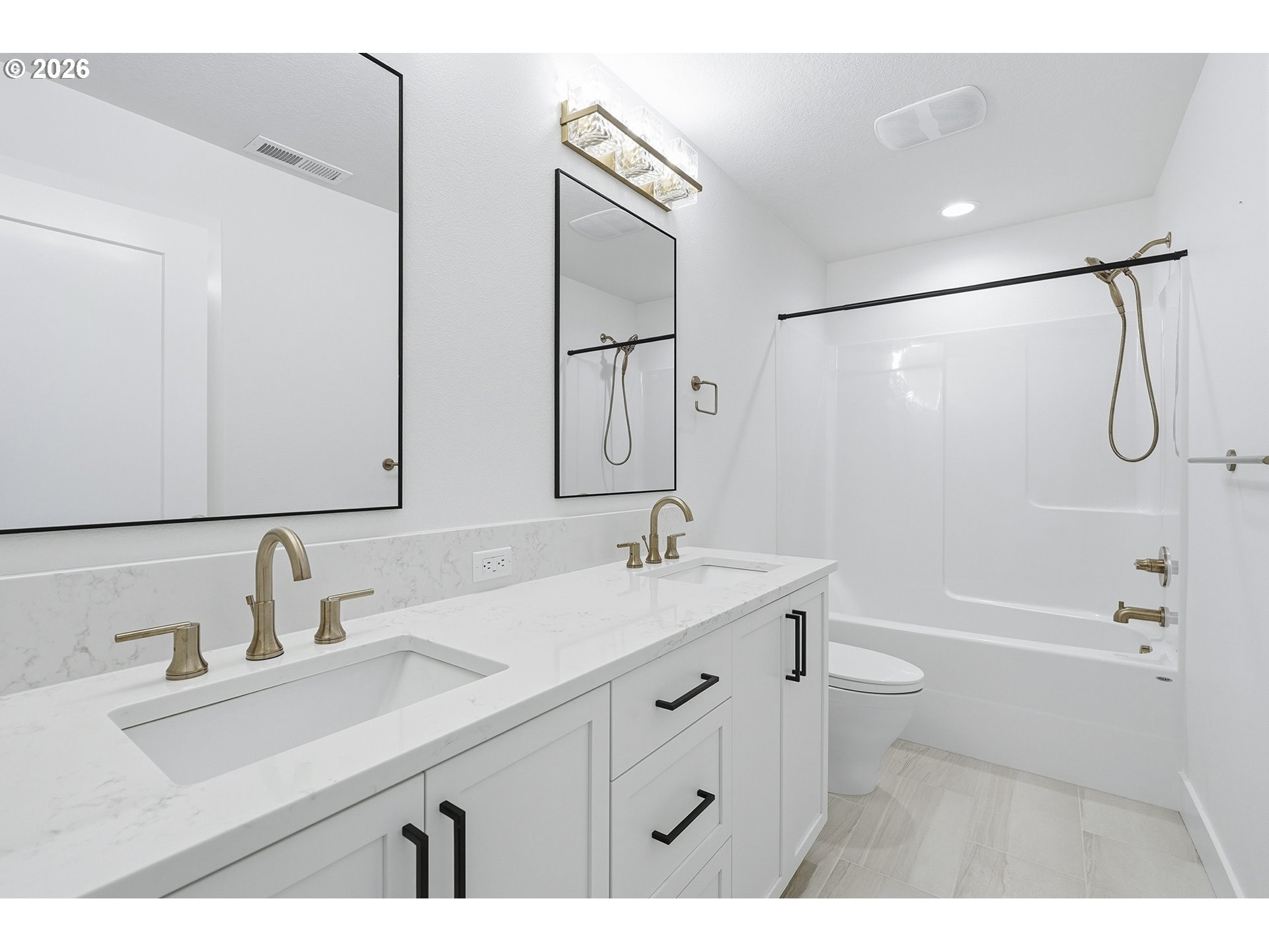 35921 Southwest Bald Peak Road Hillsboro, OR 97123 - Photo 39 of 48 a bathroom with a double vanity sink mirror double and shower