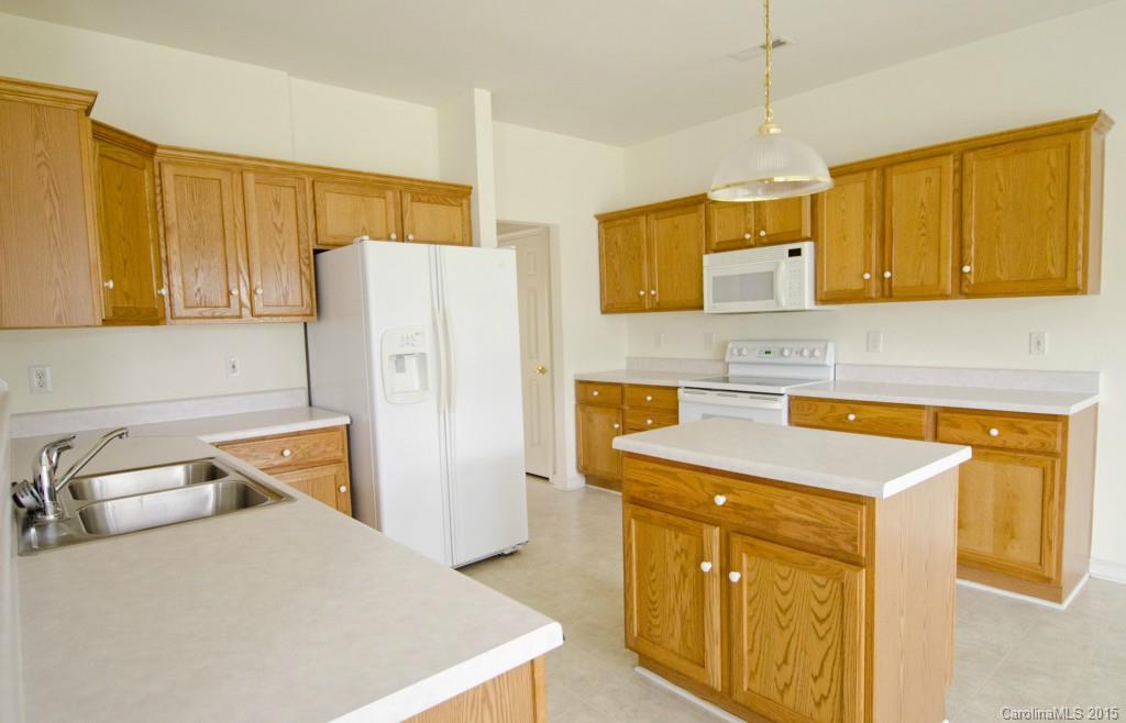 12809 Winget Road Charlotte, NC 28278 - Photo 14 of 23 a kitchen with a refrigerator a stove a sink dishwasher and wooden cabinets with wooden floor