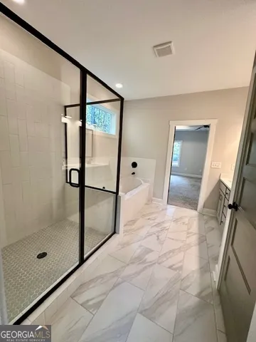 a bathroom with a shower