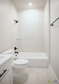 a bathroom with a toilet and a bathtub