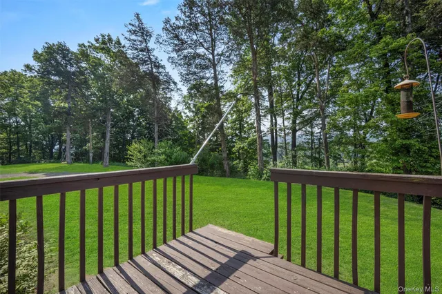 a view of a wooden deck