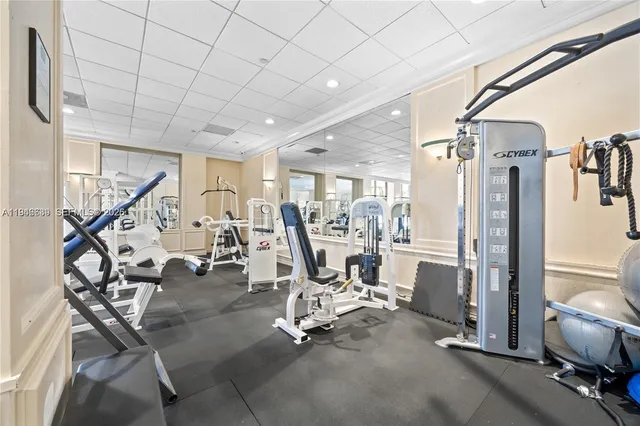 a view of a room with gym equipment