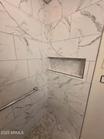 a bathroom with a bathtub