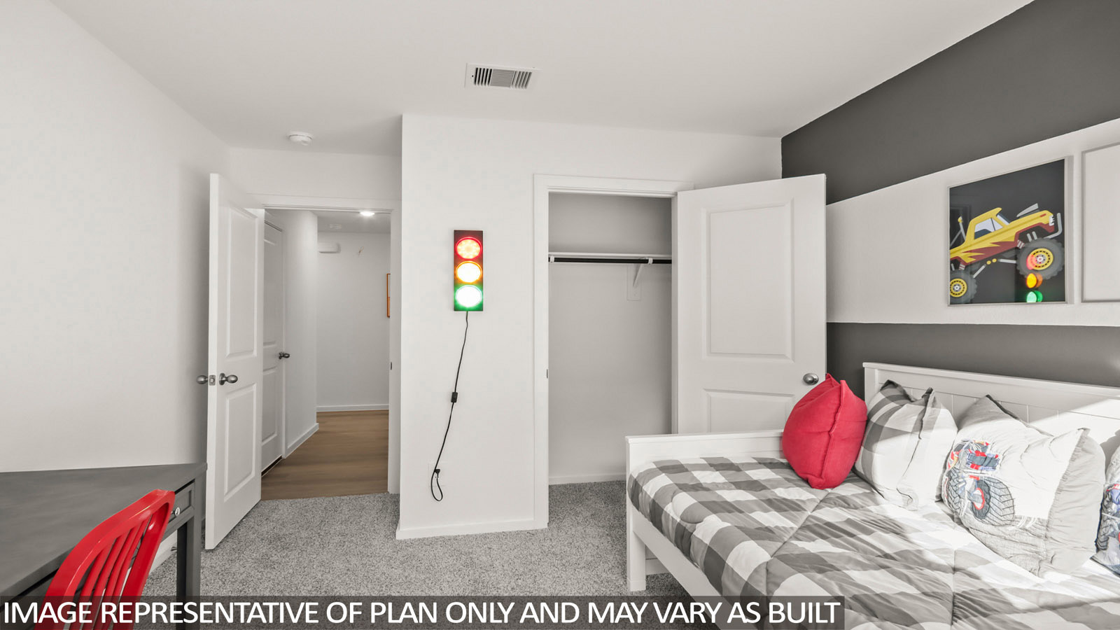 181 Baby Calf Roping Road Jarrell, TX 76537 - Photo 18 of 23 a bedroom with a bed and a couch