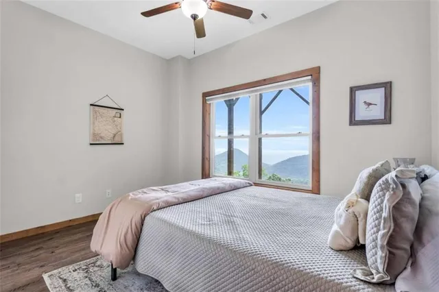 a view of a patio with wooden floor