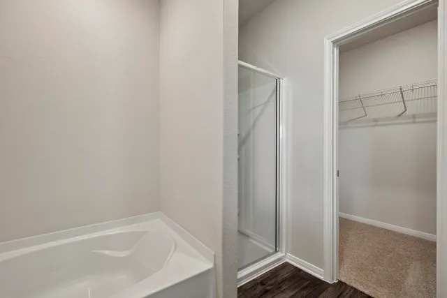 a bathroom with a bathtub