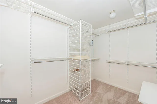 a view of an empty walk in closet