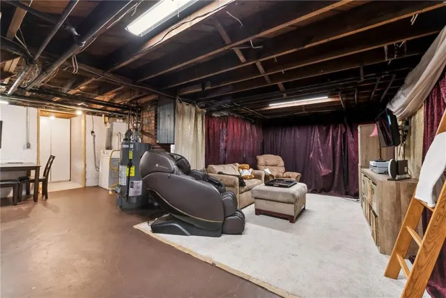 a view of gym equipment with storage and utility