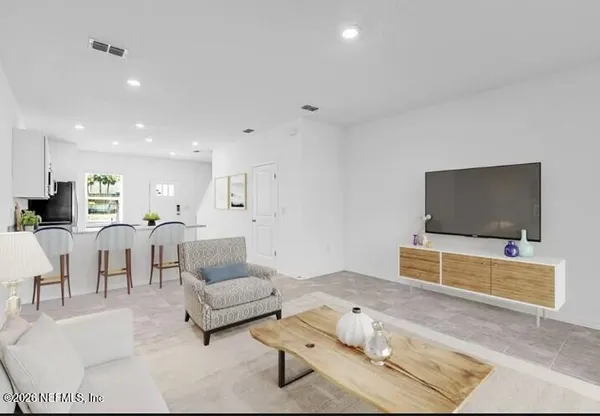 an empty room with windows