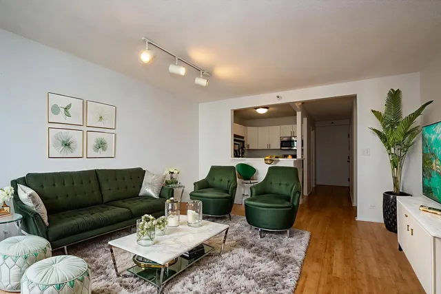 a living room with furniture and a couch
