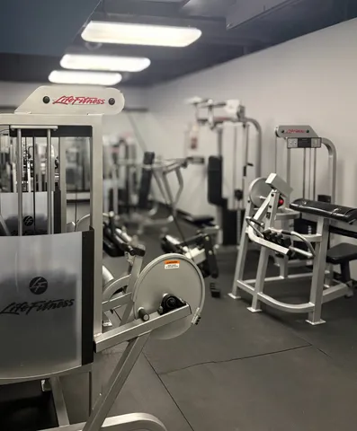 a view of a room with gym equipment