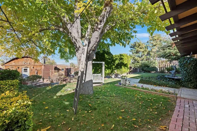 a view of a bench with wooden floor