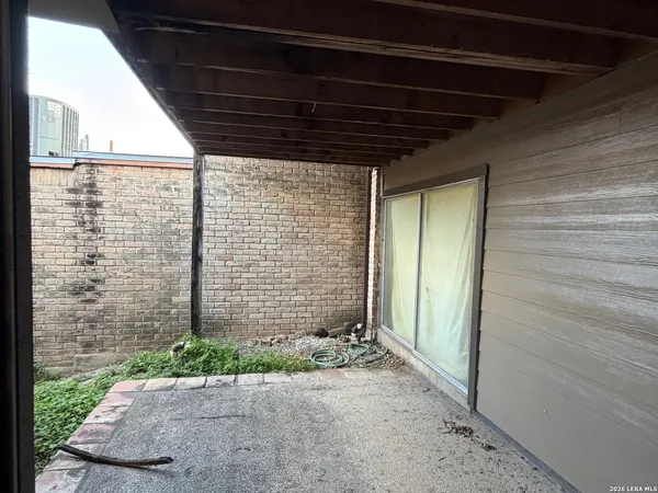 a view of porch with seating space
