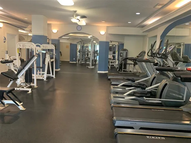 a room with gym equipment