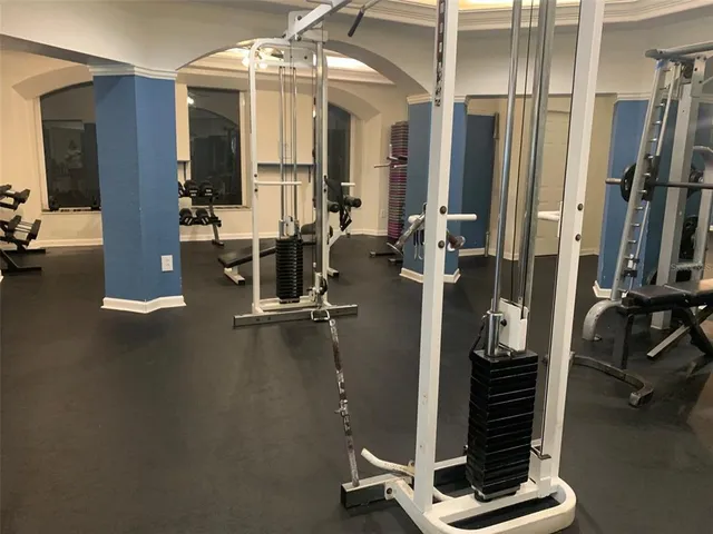 a view of a room with gym equipment