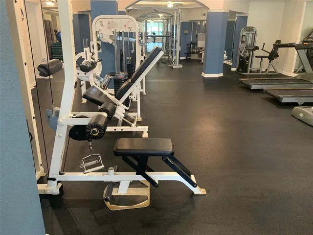 a view of a room with gym equipment