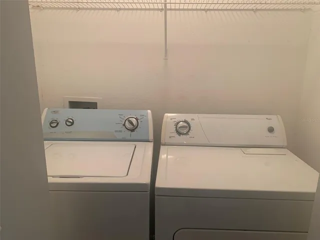 a close up view of washer and dryer