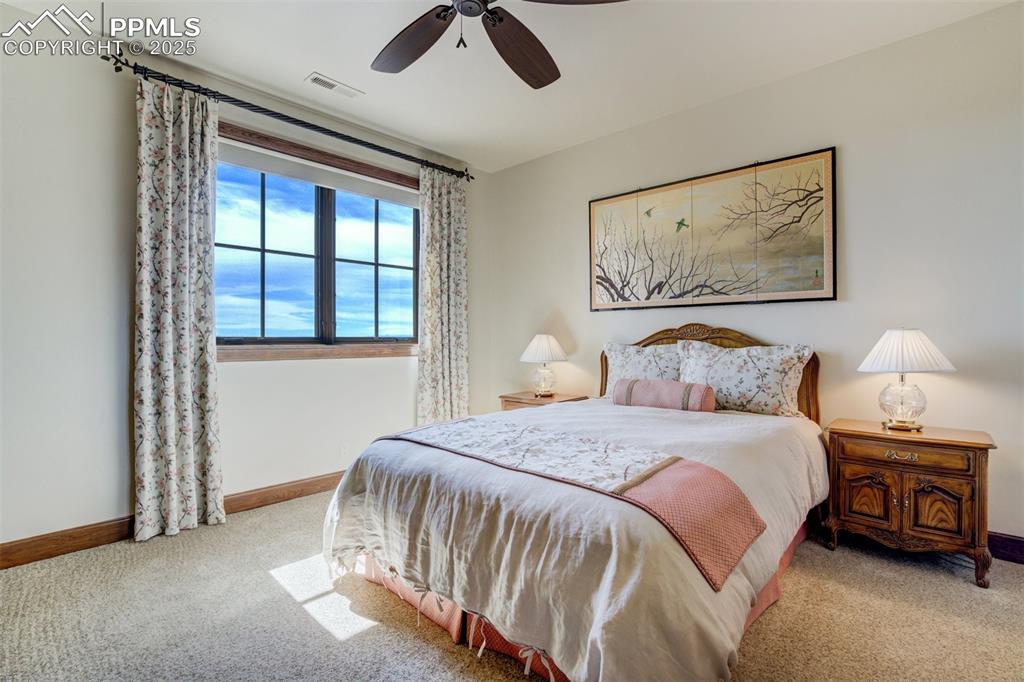 14250 Aiken Ride View Colorado Springs, CO 80926 - Photo 39 of 50 a bedroom with a bed and a painting on the wall