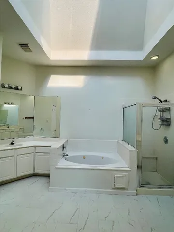 a bathroom with a bathtub