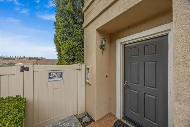 a view of a balcony from door