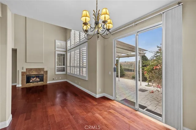 a view of an entryway with a chandelier