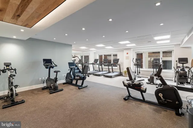 a view of a room with gym equipment