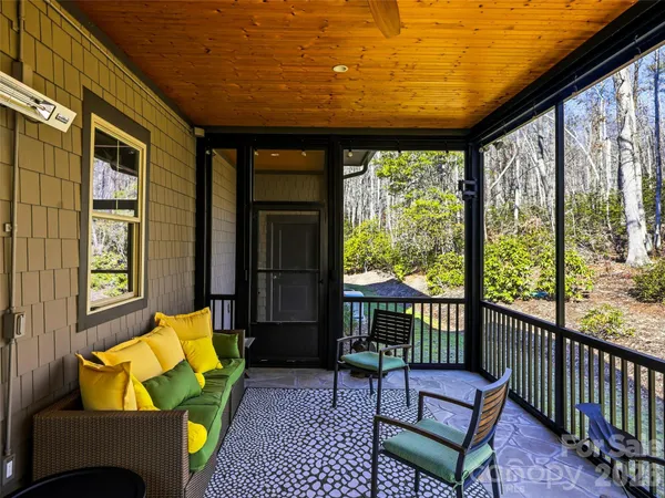 a building outdoor space with patio furniture