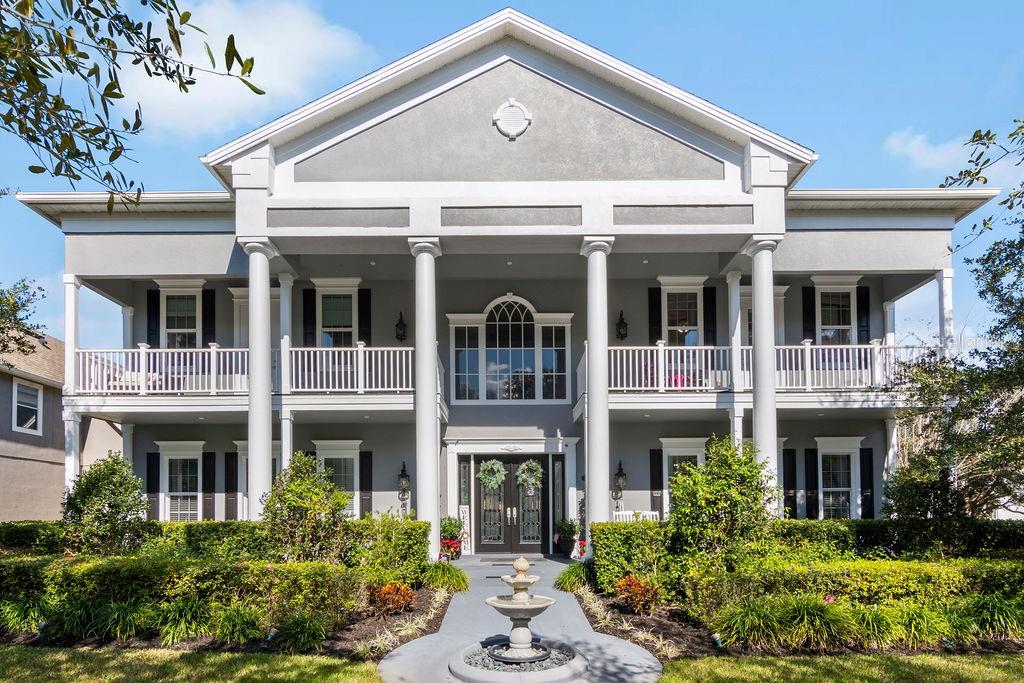 a front view of residential houses