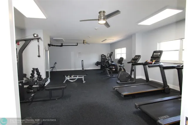 a view of a room with gym equipment