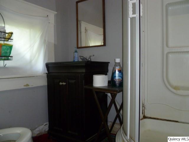 233 North 1st Street Carthage, IL 62321 - Photo 30 of 30 a bathroom with a sink a toilet and mirror