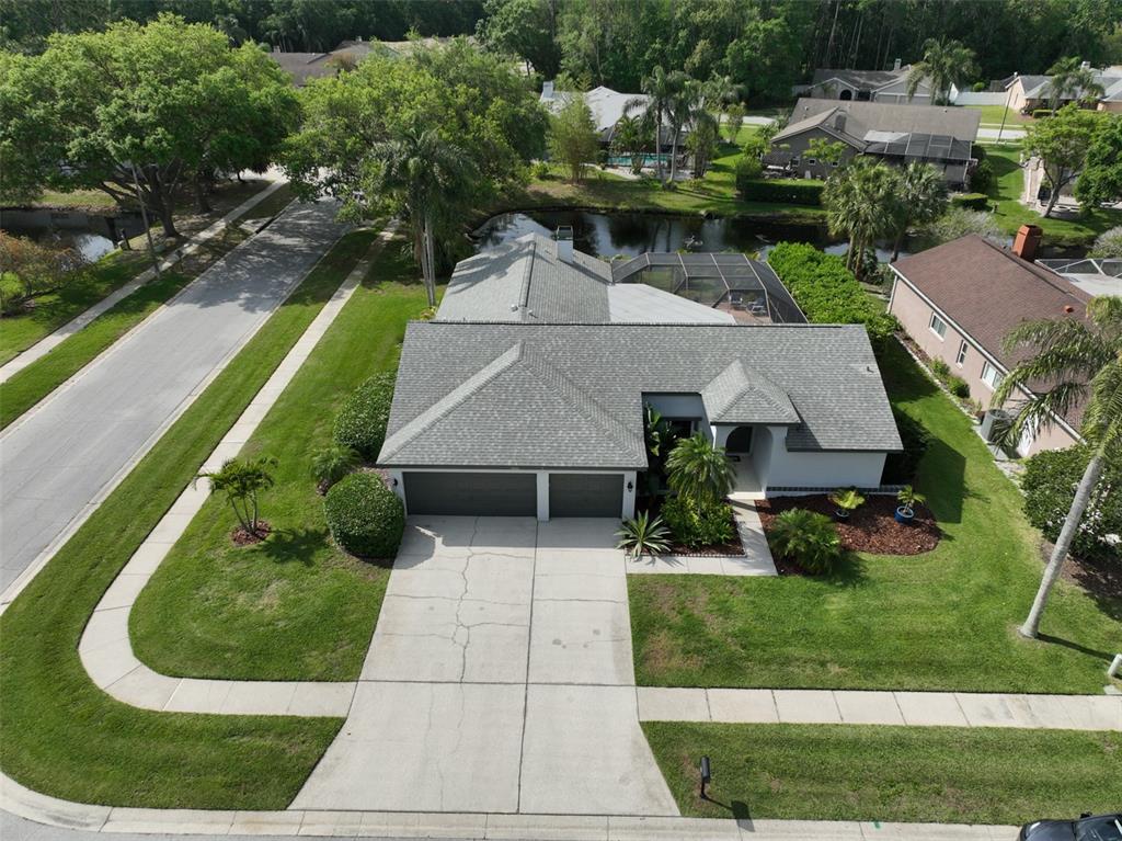 an aerial view of a house