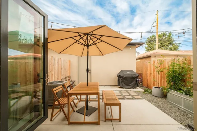 a table and chairs in the patio