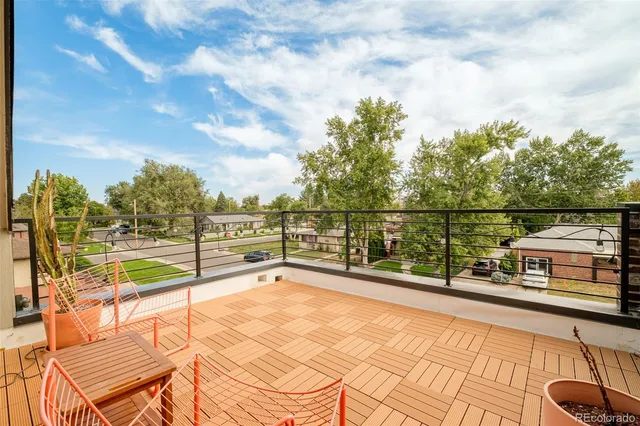 a view of a terrace with outdoor seating