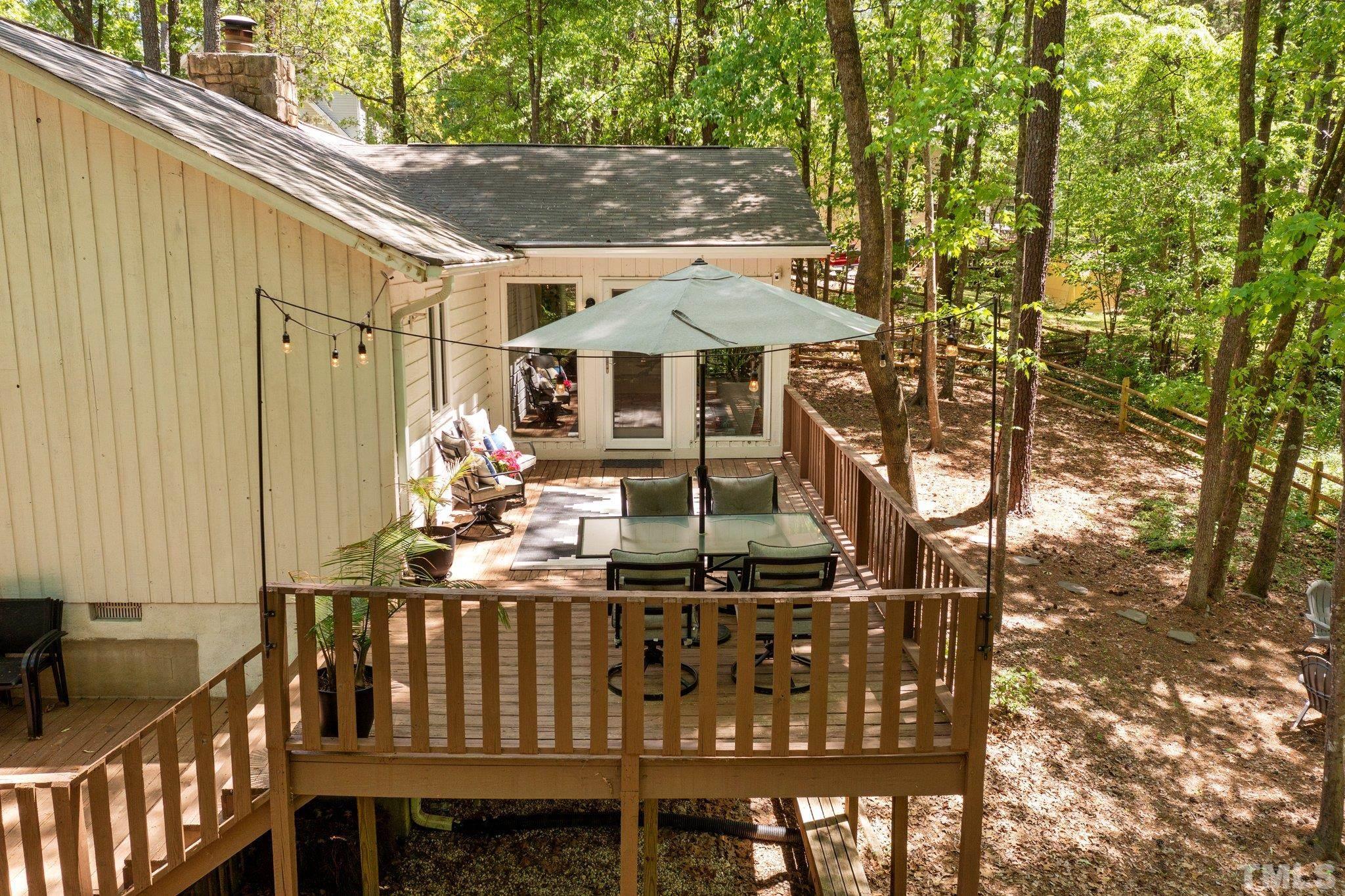 5 St James Court Durham, NC 27713 - Photo 28 of 44 a view of a patio with table and chairs with wooden fence